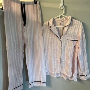 Victoria's Secret Pink and White Striped Pajama set